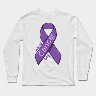 Cute Purple Ribbon For World Cancer Day Long Sleeve T-Shirt